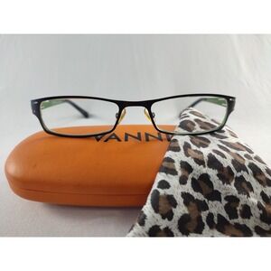 VANNI Italy V1086 C296 Black Green Rectangular Eyeglasses Frame 51-18-140 W Case